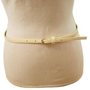 Ivory/ Cream women's Thin Patent Faux Leather Belt